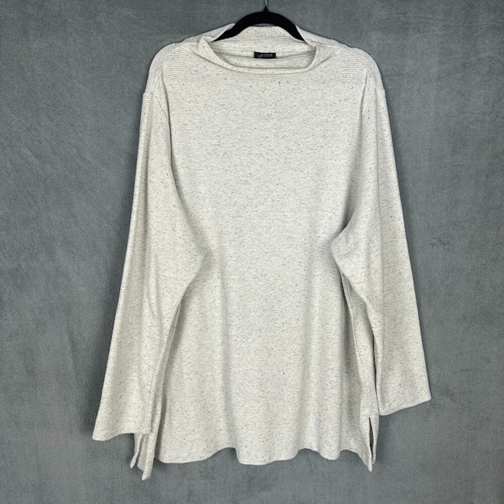 J Jill Top Womens 4X Cream Ribbed Mock Neck Long Sleeve Comfort Lounge Neutral